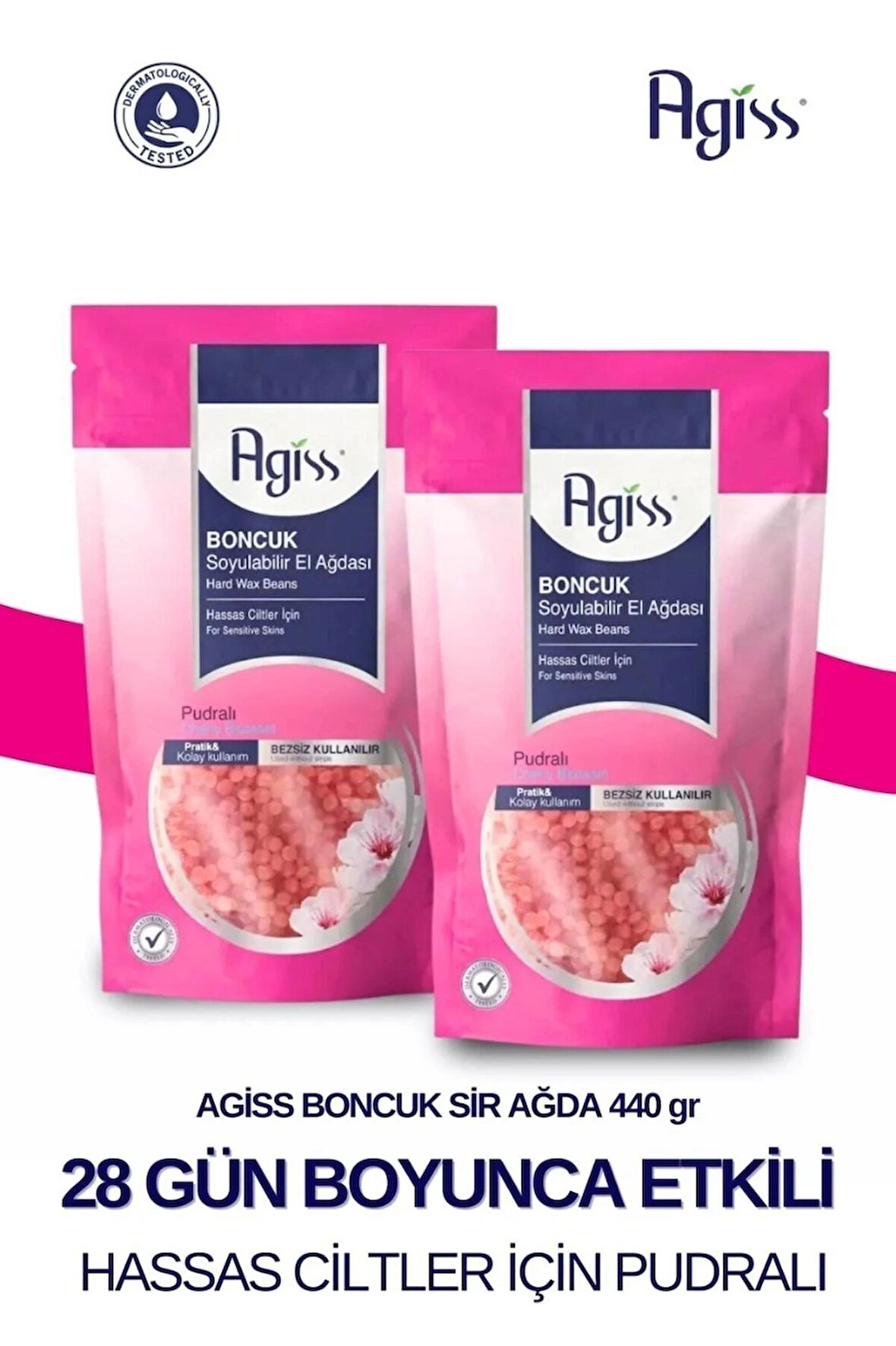 AGISS Hassas Ciltler Için 220 gr Boncuk Soyulabilir Inci El Ağdası 2 Adet