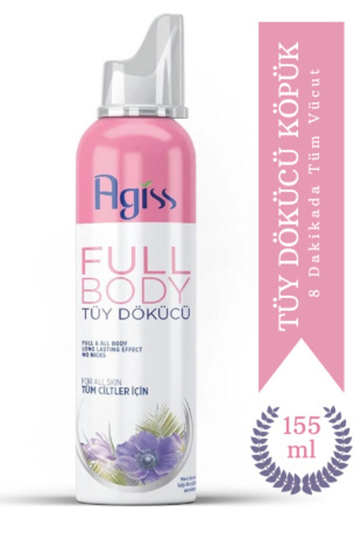 Agiss Full Body Tüm Vücut Tüy Dökücü, Tüy Azaltıcı Ve Tüy Geciktirici Köpük Tüy Dökücü Sprey 155ml