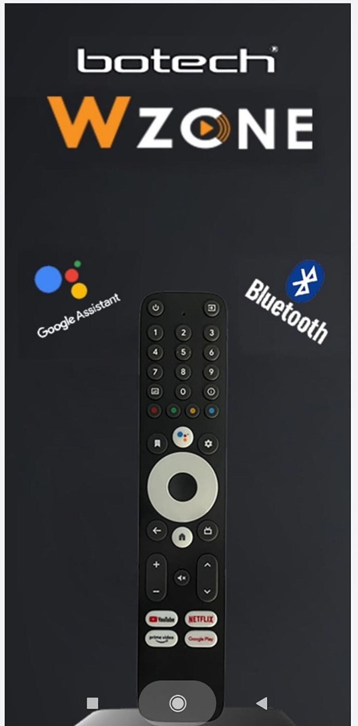 Orijinal Botech Wzone Android TV Box - BT bağlantısı - sesli komut fonksiyonu Kumanda