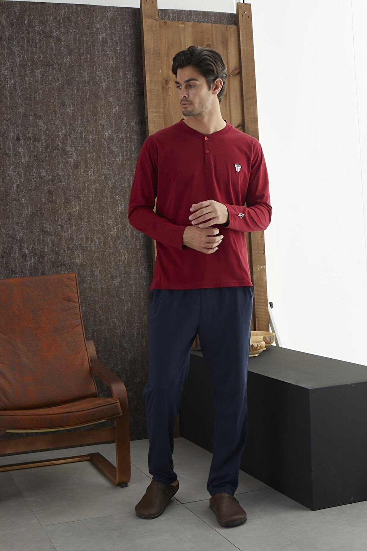Pijamood 8713 Kırmızı Pamuklu Erkek Pijama Takımı