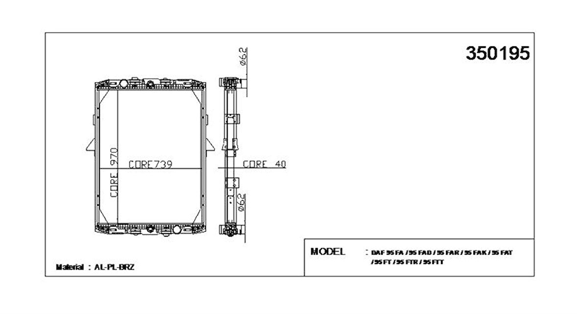 Daf Truck Motor Su Radyatoru Daf 95 Fa / 95 Fad / 95 Far / 95 Fak / 95 Fat / 95 Ft / 95 Ftr / 95 Ftt (cercevel - Kale 350195