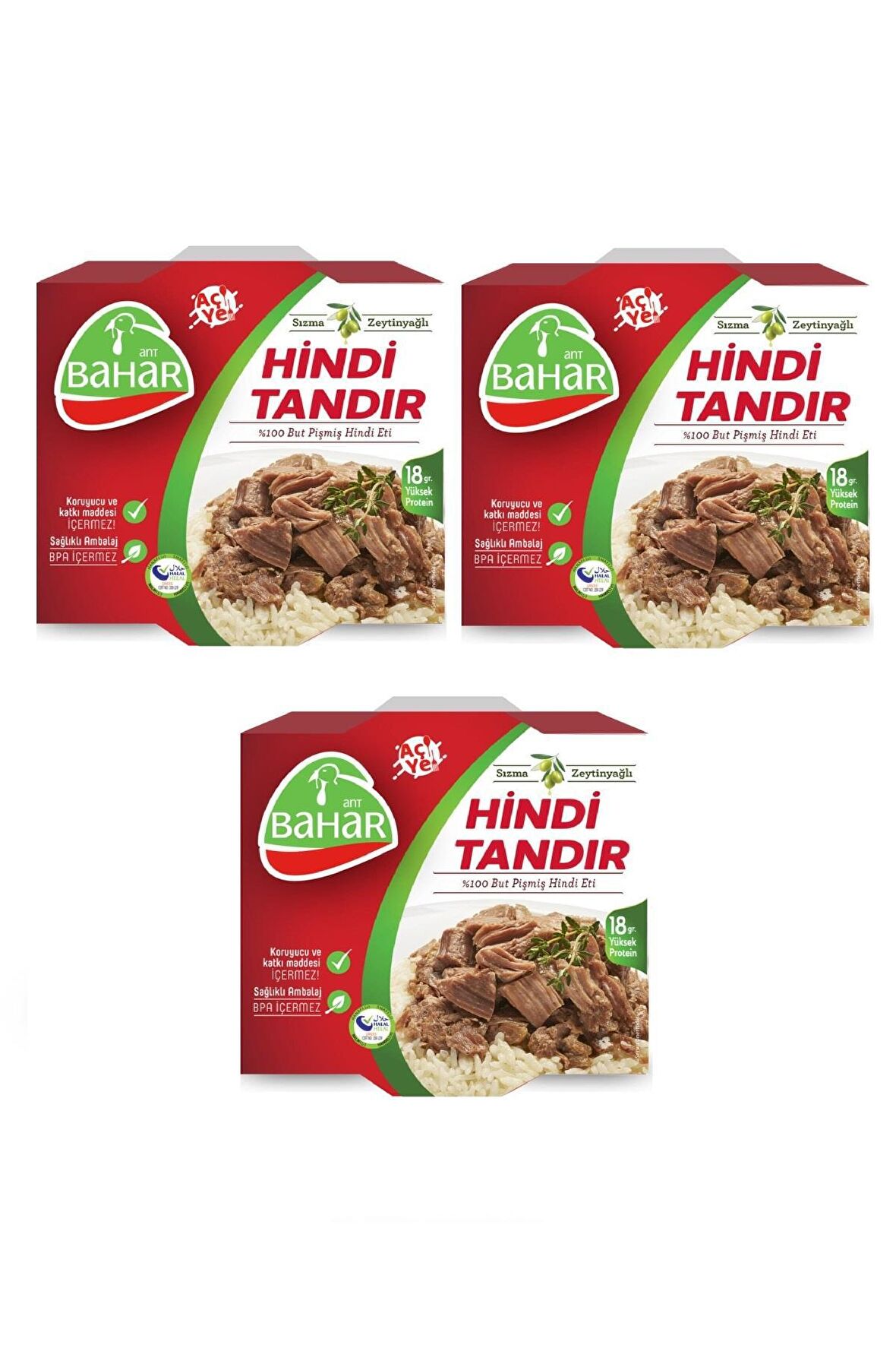 Bahar Hindi Tandır 120 g 3 Adet Pişmiş %100 Hindi But Eti 