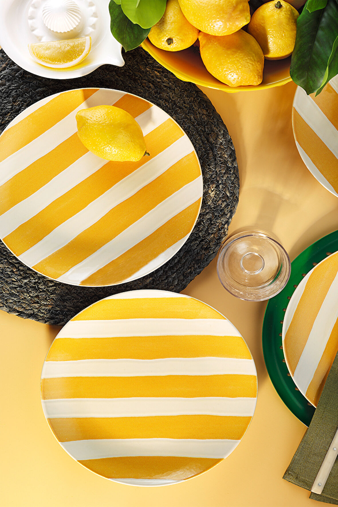 Kütahya Porselen Ocean Line 4 Parça 25 Cm Servis Tabağı Sarı