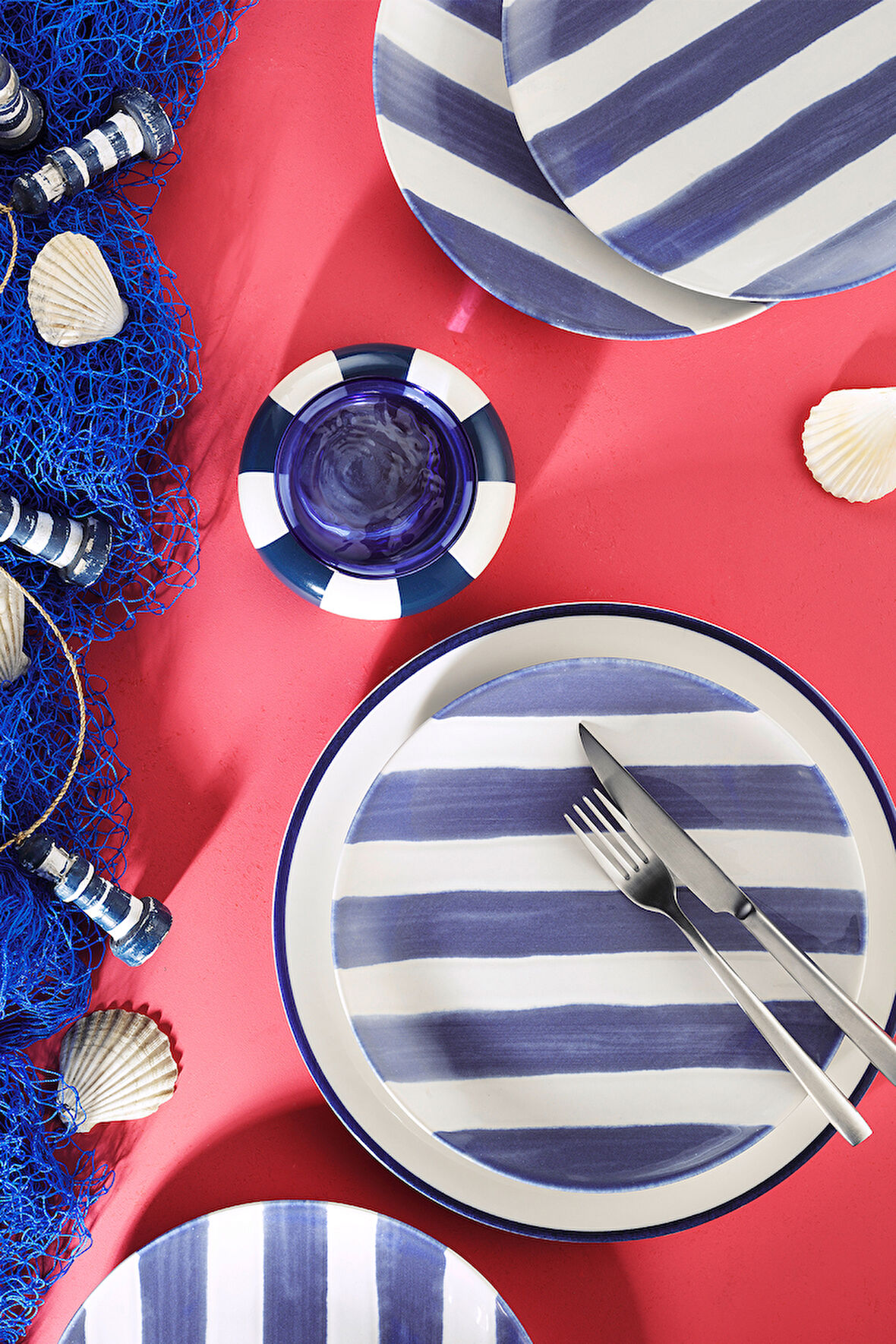 Kütahya Porselen Ocean Line 4 Parça 25 Cm Servis Tabağı Mavi