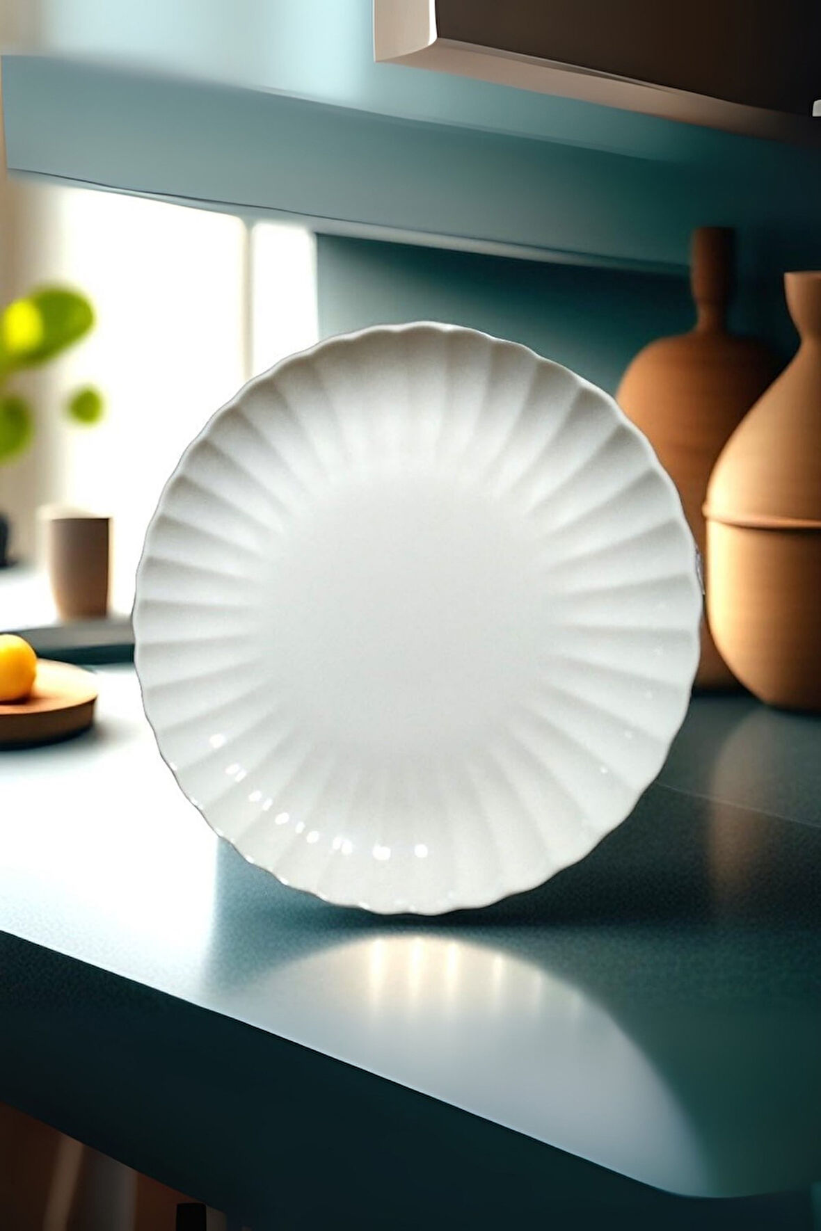 Kütahya Porselen Bone Luz Form Pasta Takımı 6 Parça 21cm Beyaz BNLZF21DUS600