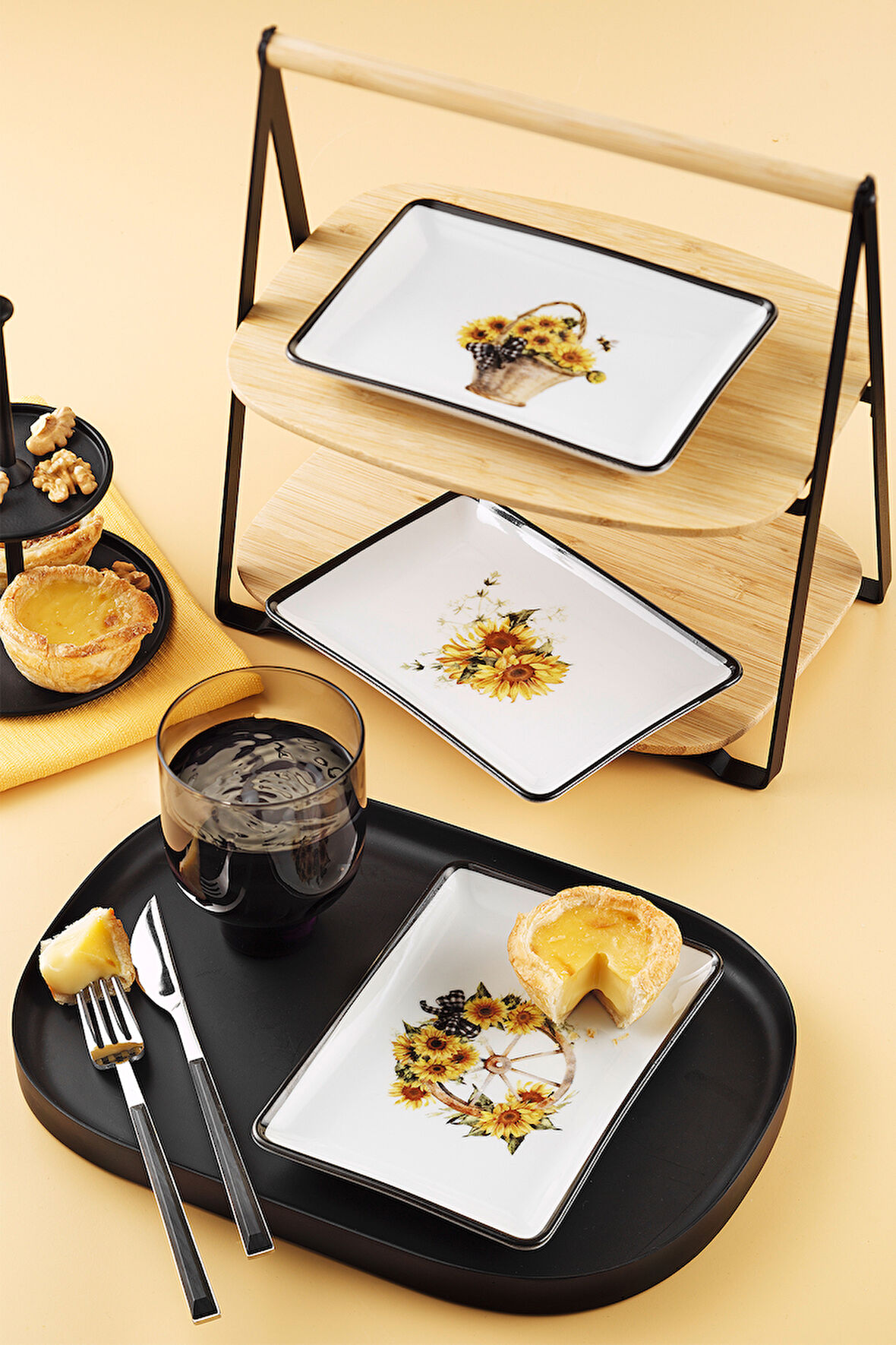 Kütahya Porselen Tan Günebakan 18x13 3 Parça Düz Tabak