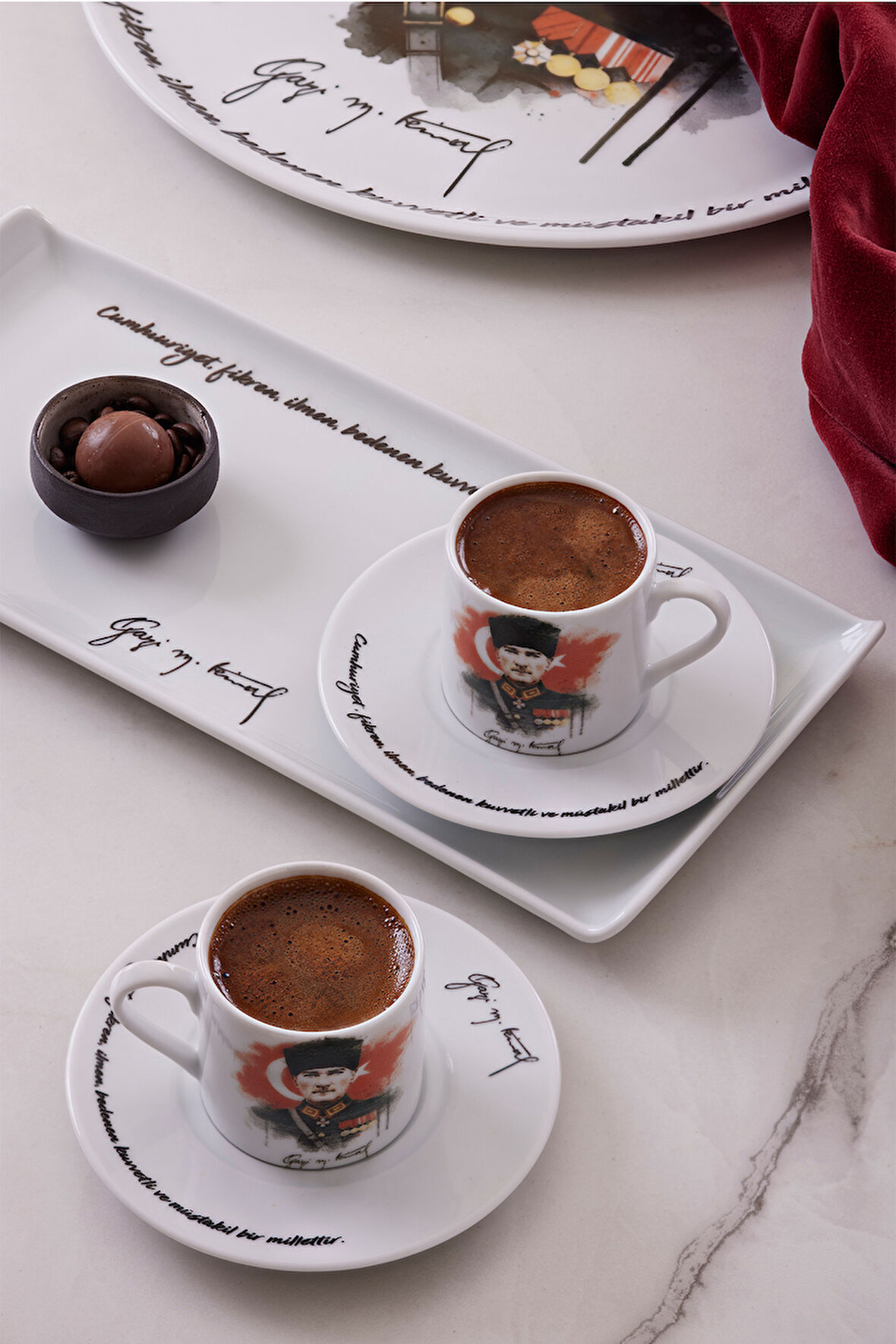 Kütahya Porselen Atatürk 5 Parça İkram Seti