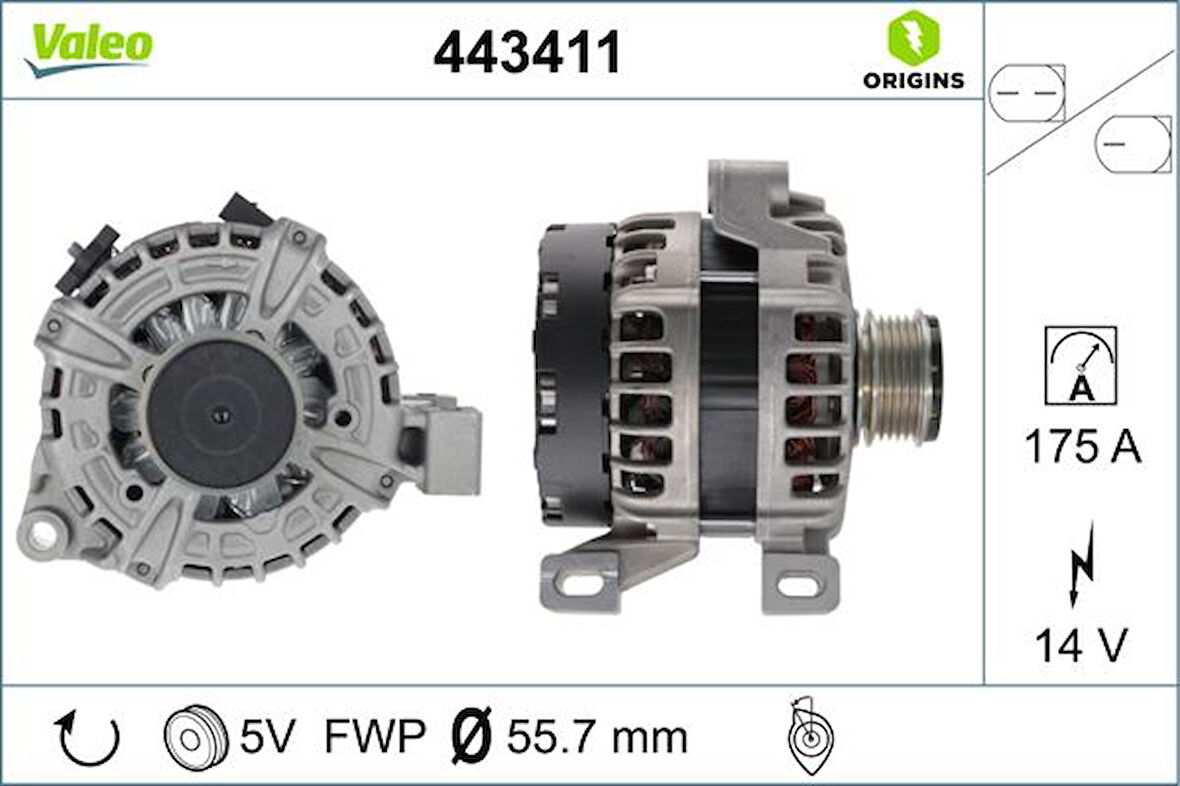 Volvo Alternator Komple Volvo S60 II (134) 2.0 T 12>15 V40 (525, 526) D3-D4 -T4-T5 12> V60 I (155, 157) D4 - Valeo 443411
