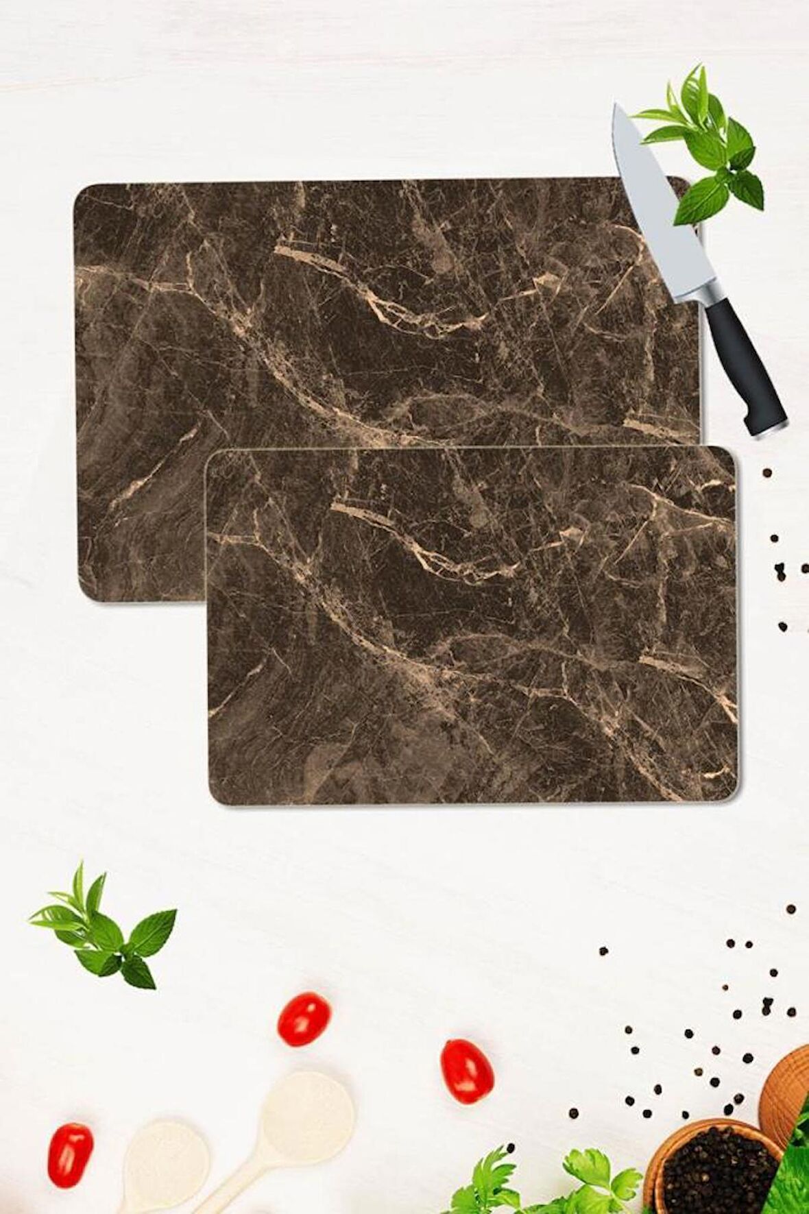 2' li Takım 30x40 cm ve 20x30 cm Model 56 Desenli Cam Kesim Tablası ve Ocak Koruma