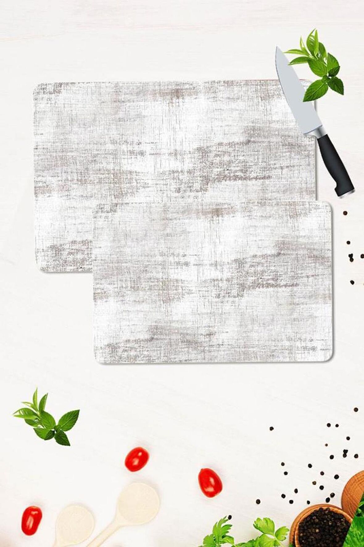 2' li Takım 30x40 cm ve 20x30 cm odel 163 Desenli Cam Kesim Tablası ve Ocak Koruma