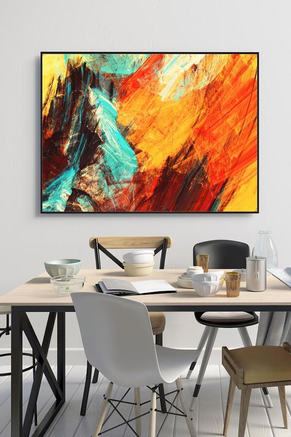 60 x 70 cm Boya Desenli Cam Tablo 4mm Temperli Camdır