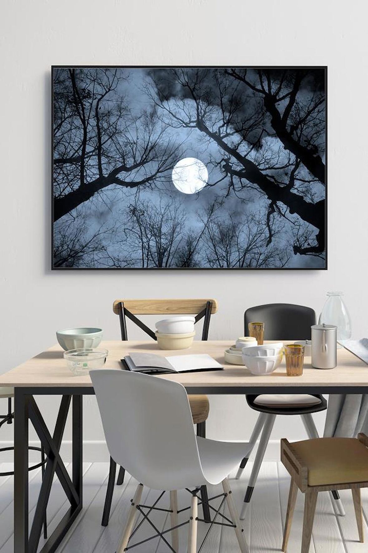 60 x 70 cm Gizemli Gece Desenli Cam Tablo 4mm Temperli Camdır