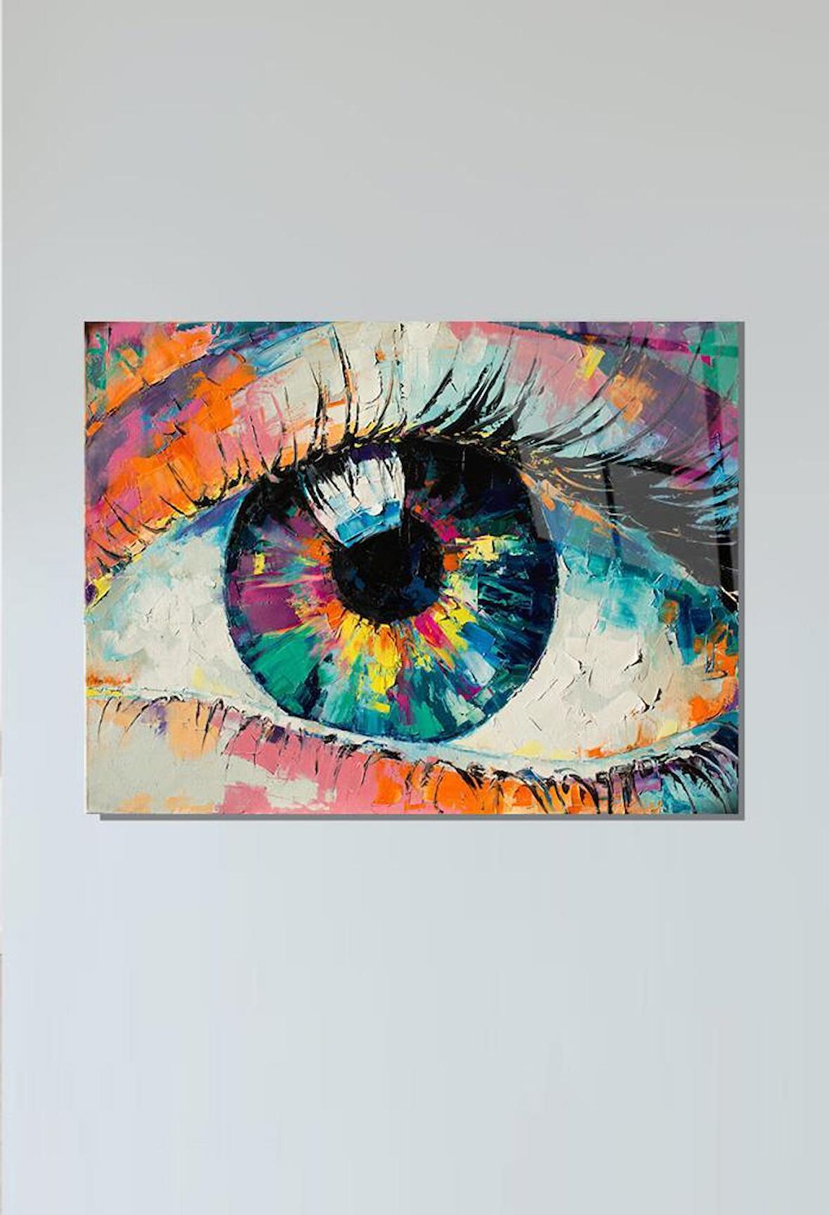 60 X 70 Cm Pastel Göz Desenli Cam Tablo 4mm Temperli Camdır
