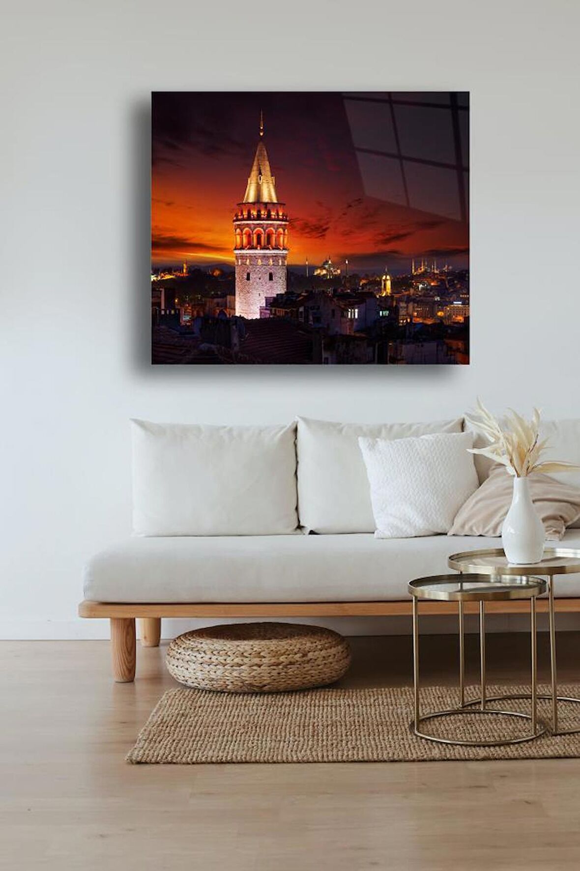 60 x 70 cm Galata Kulesi Desenli Cam Tablo 4mm Temperli Camdır