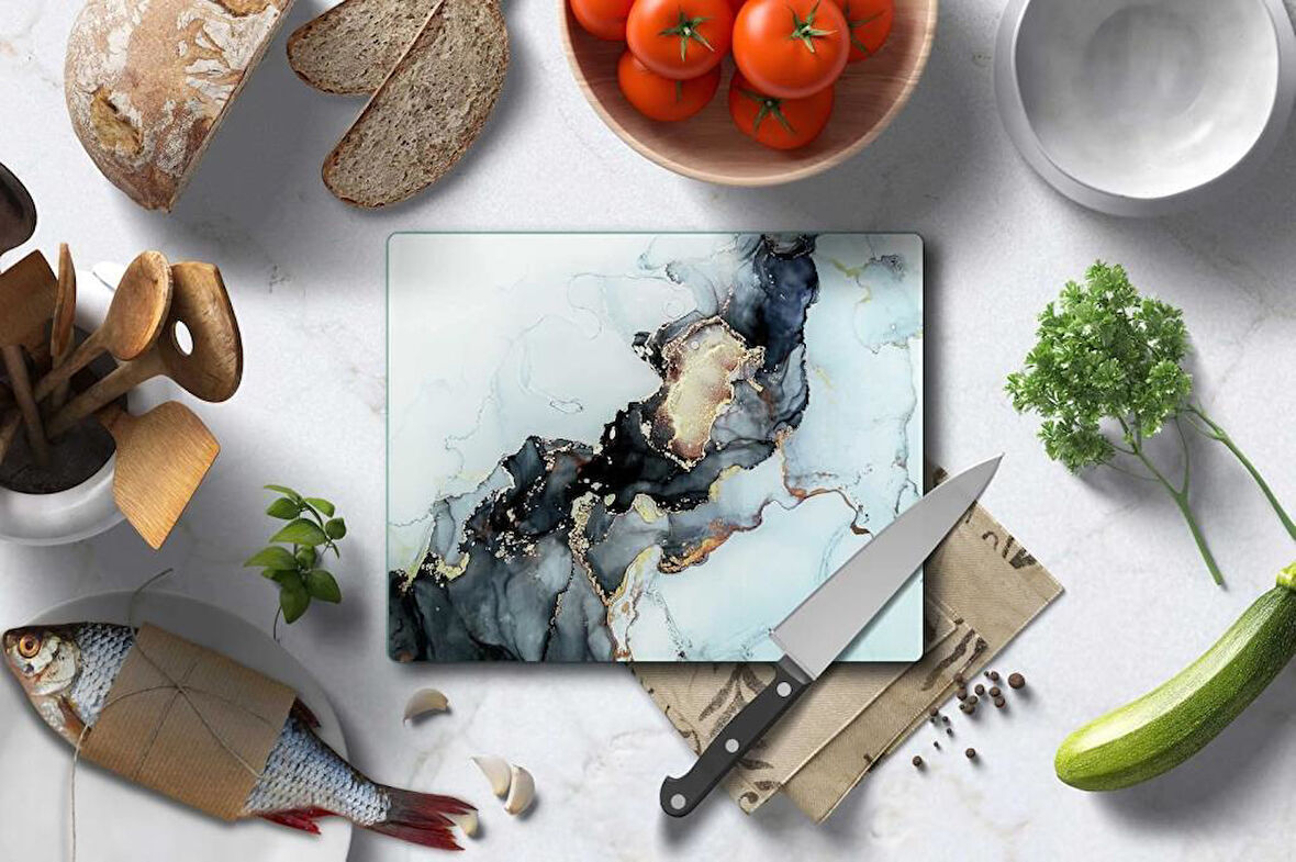 CAM KESME TAHTASI SİYAH YALDIZLI MERMER 20X30 CM 