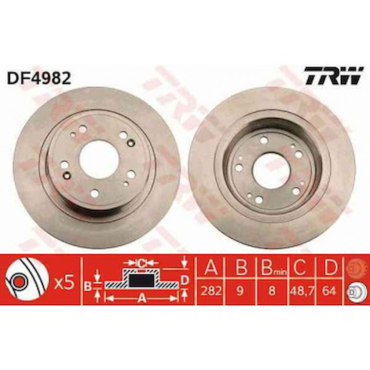 Honda Arka Fren Disk Aynası Duz Honda Accord 09-14 (282x5) - Trw Df4982