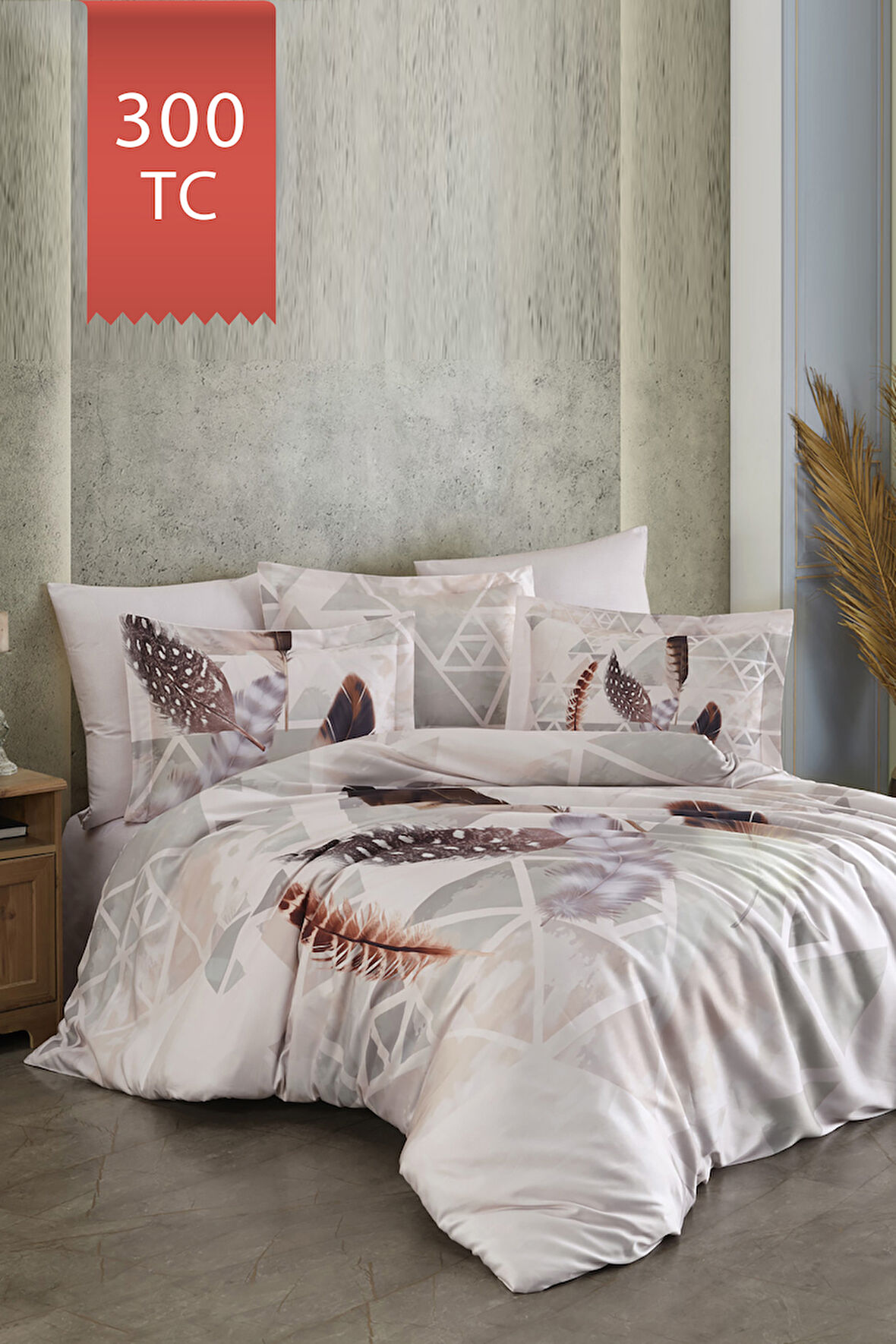 Varol Royal Saten 300TC Nevresim Takımı (Çift Nevresimli) Family Size  - MUNA