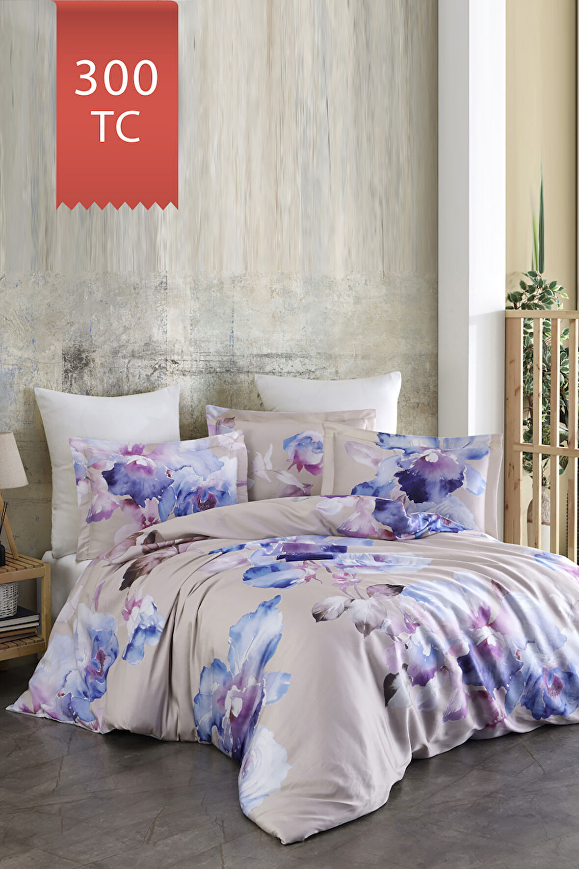 Varol Royal Saten Çift Kişilik 300TC Nevresim Takımı  - MARTİNA