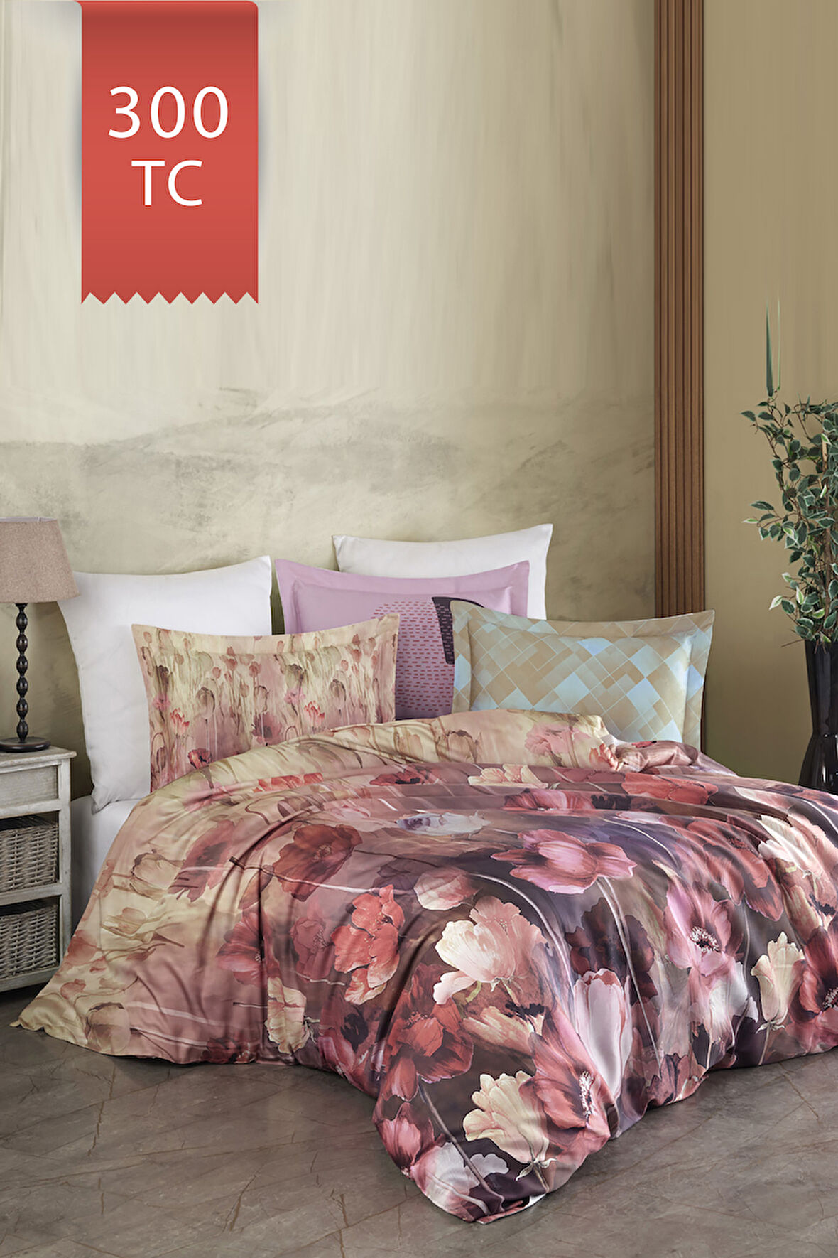 Varol Royal Saten Çift Kişilik 300TC Nevresim Takımı  - MİRABLE