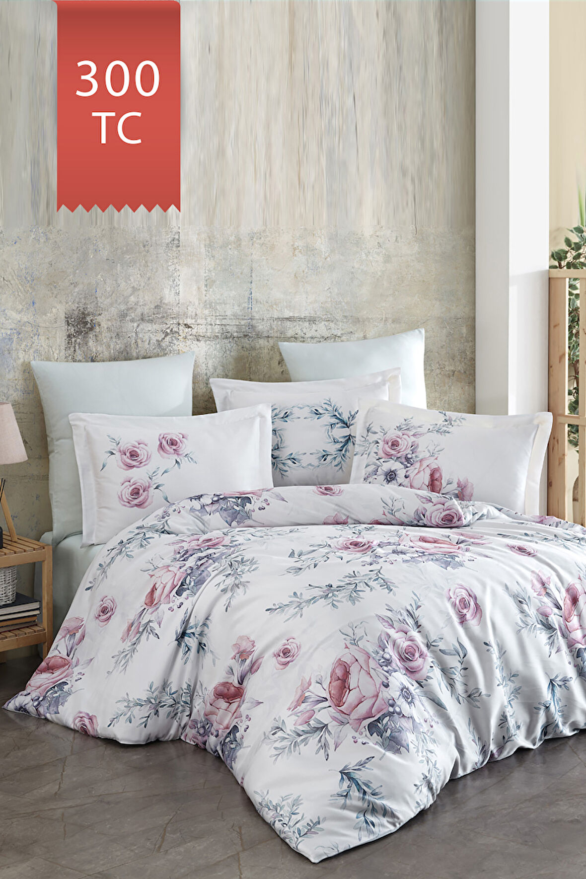 Varol Royal Saten King Size (Battal Boy) 300TC Nevresim Takımı - ROSALİNDA