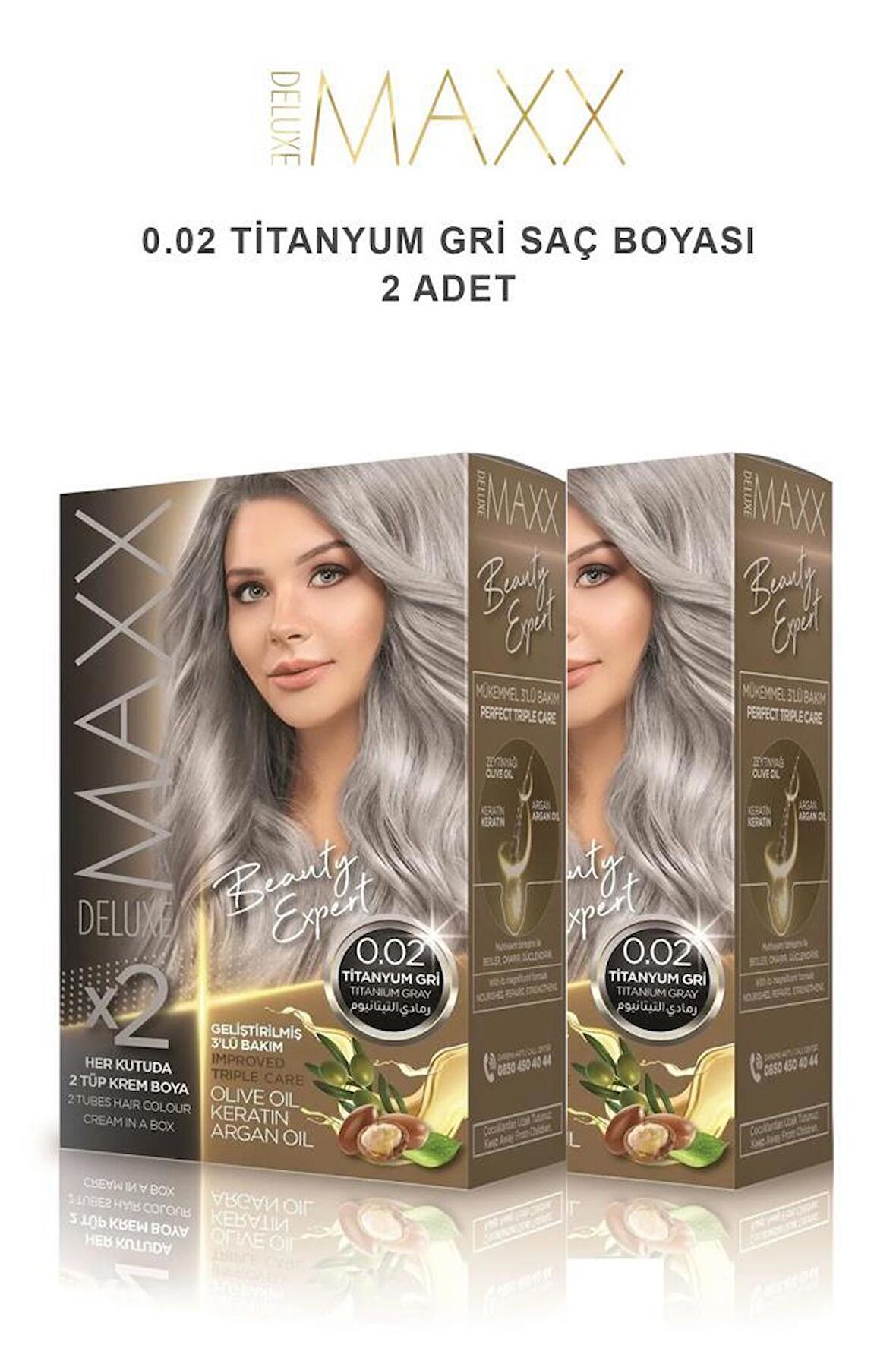 Maxx Deluxe Saç Boyası 0.02 Titanyum Gri x2