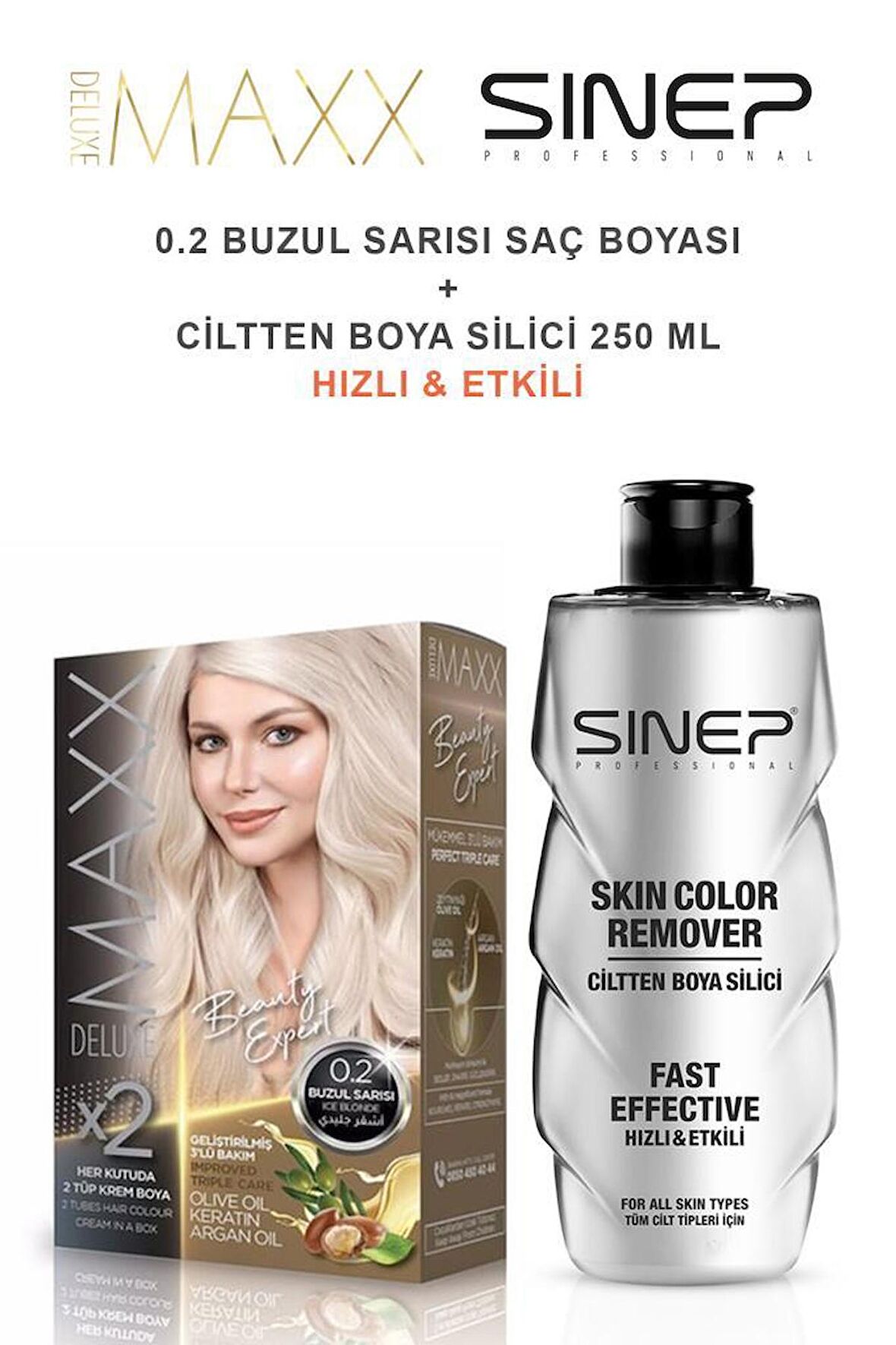 Maxx Deluxe Saç Boyası 0.2 Buzul Sarısı-Profesyonel Cillten Boya Silici Set