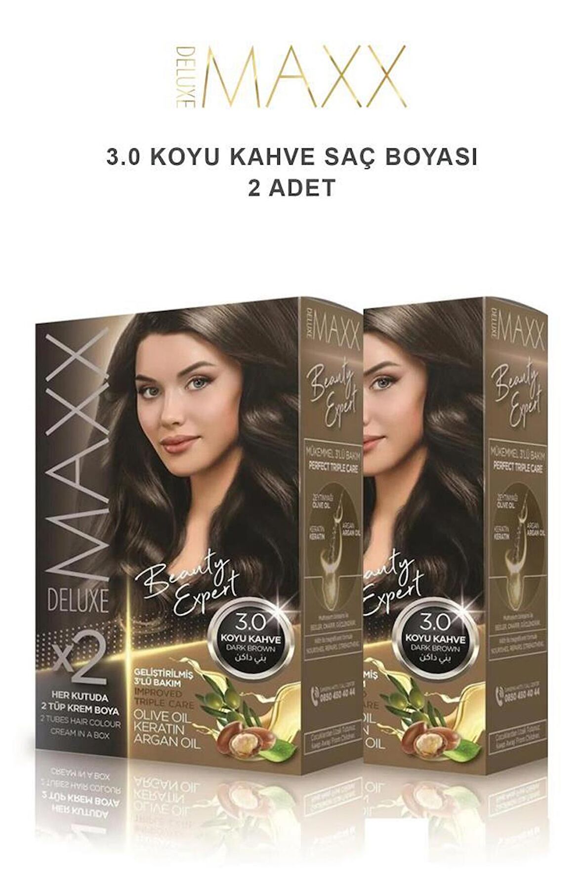 Maxx Deluxe Saç Boyası 3.0 Koyu Kahve X2