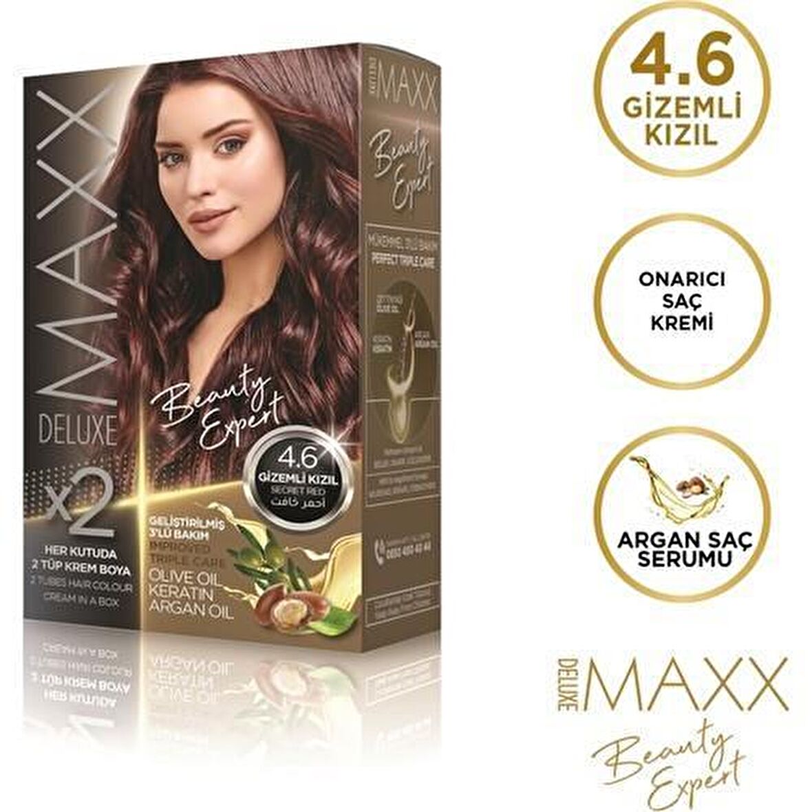 MAXX DELUXE X2 İKİLİ SAÇ BOYASI 4.6 GİZEMLİ KIZIL 