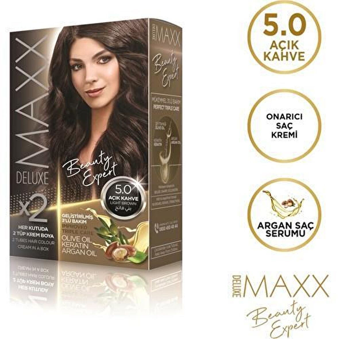 Maxx Deluxe Krem Saç Boyası 5.0 Açık Kahve