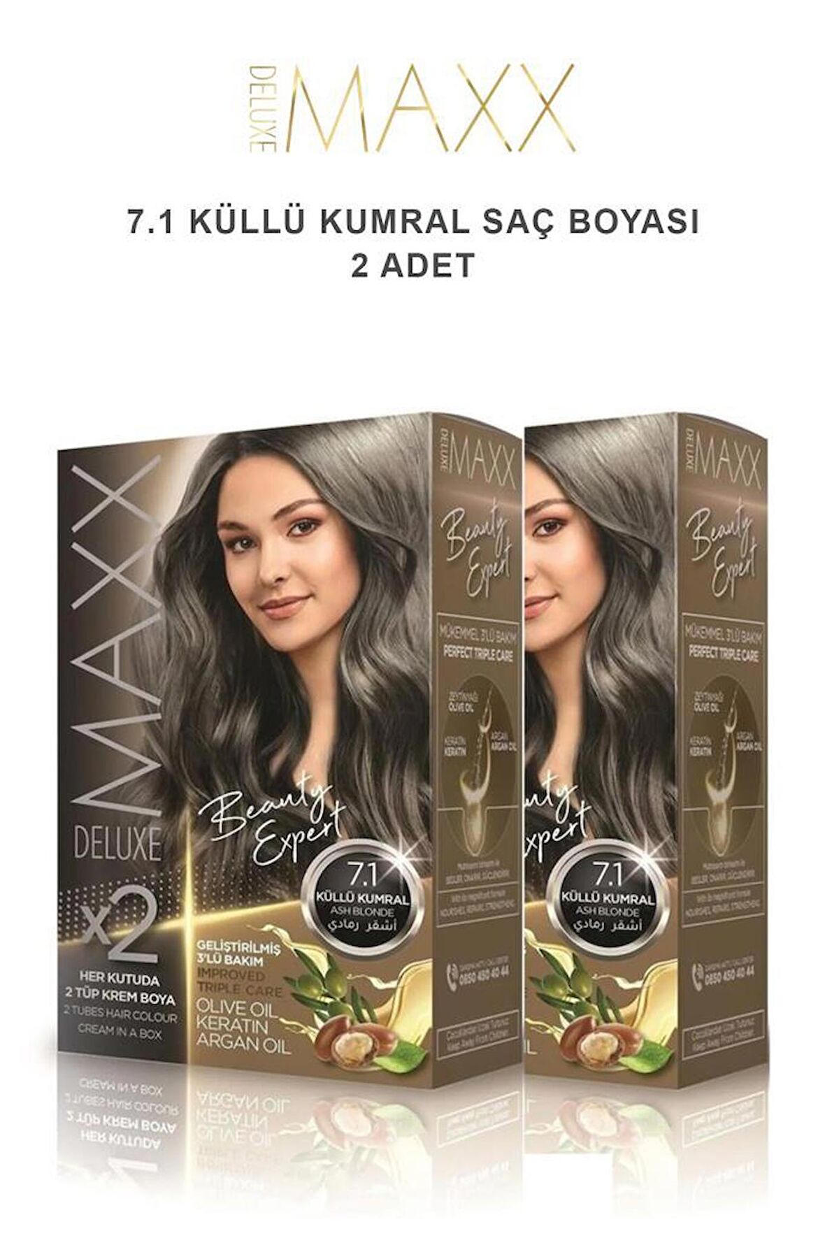 Maxx Deluxe Saç Boyası 7.1 Küllü Kumral  X2