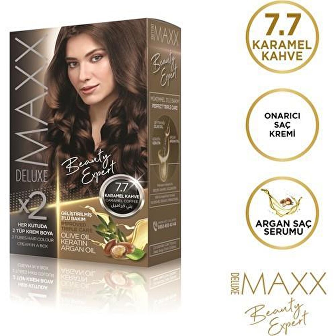 Maxx Deluxe Krem Saç Boyası 7.7 Karamel Kahve