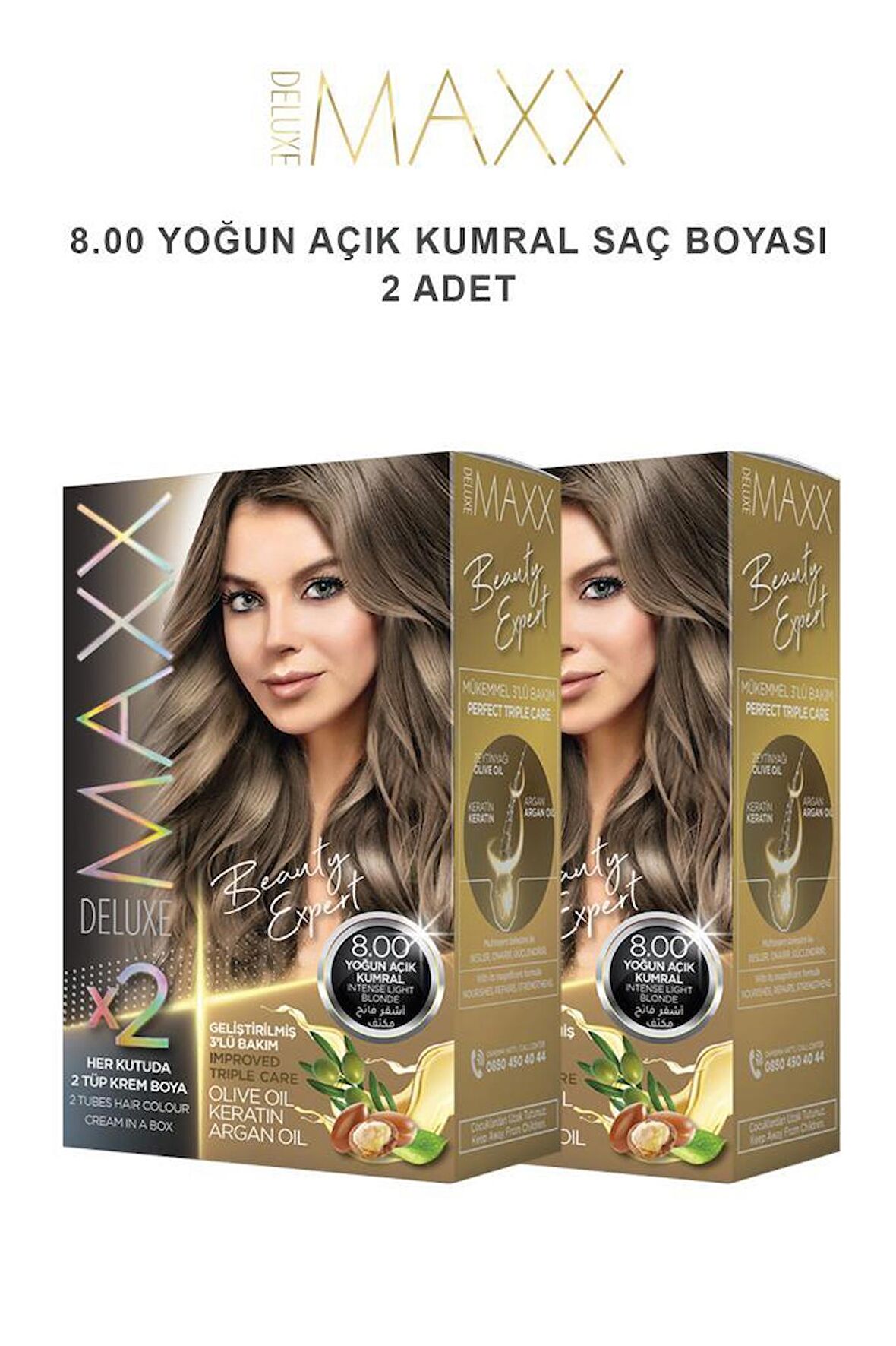 Maxx Deluxe Saç Boyası 8.00 Yoğun Açık Kumral X2