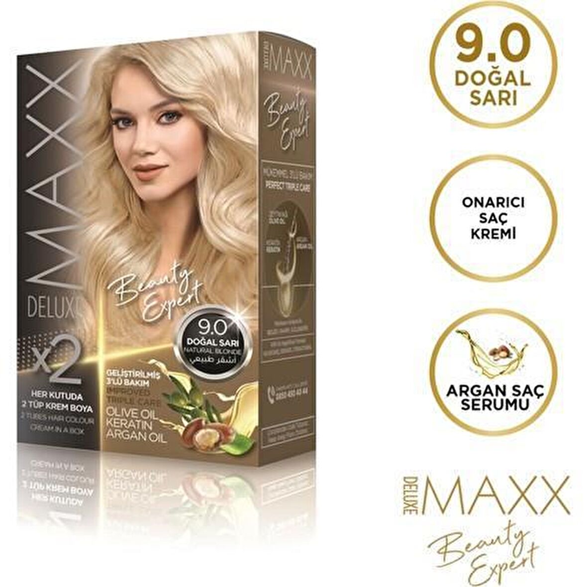 Maxx Deluxe Krem Saç Boyası 9.0 Doğal Sarı