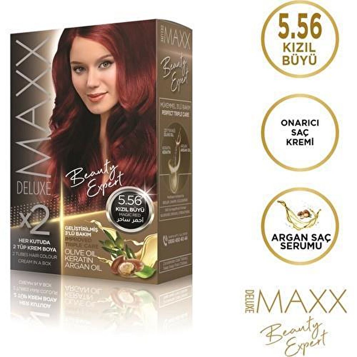 Maxx Deluxe Krem Saç Boyası 5.56 Kızıl Büyü