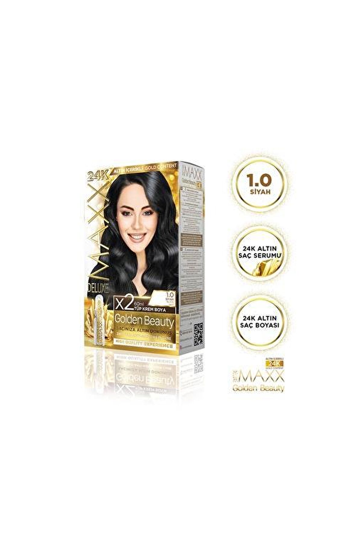 Maxx Deluxe Golden Altın İçerikli Saç Boyası 1.0 Siyah