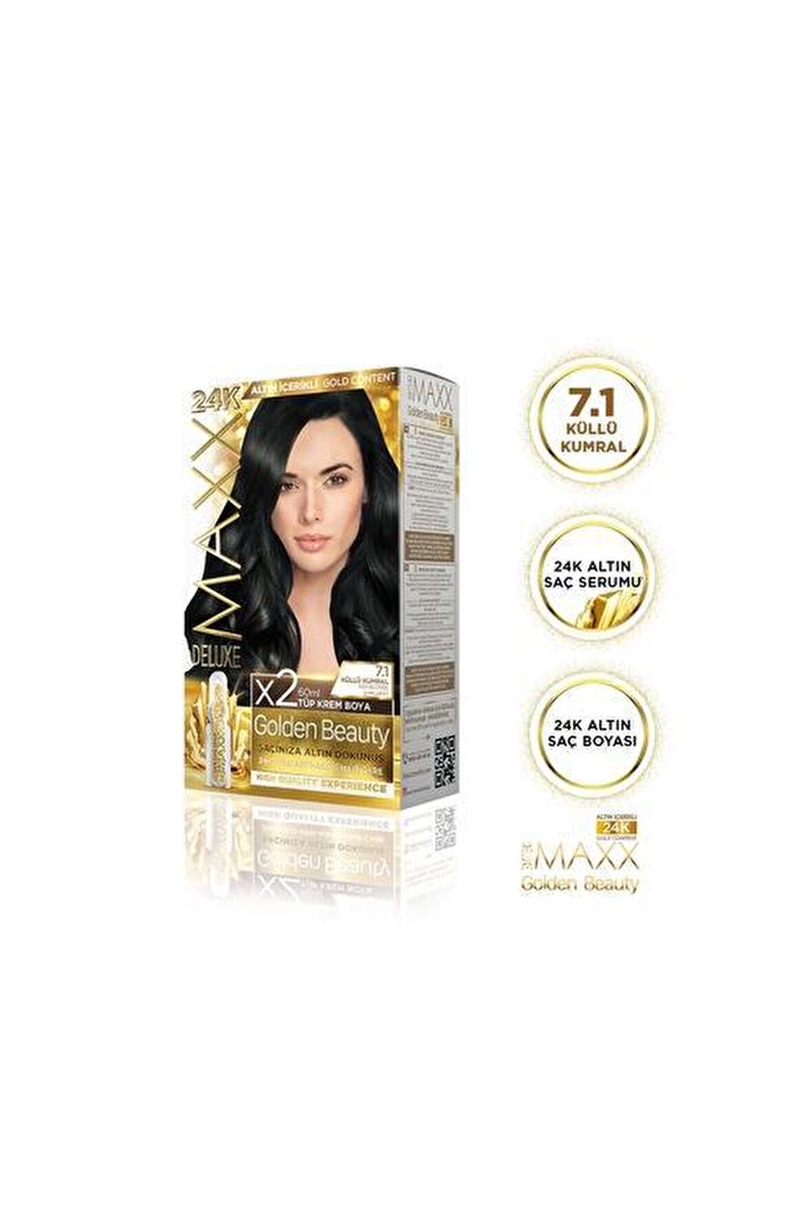 Maxx Deluxe Golden Altın İçerikli Saç Boyası 7.1 Küllü Kumral