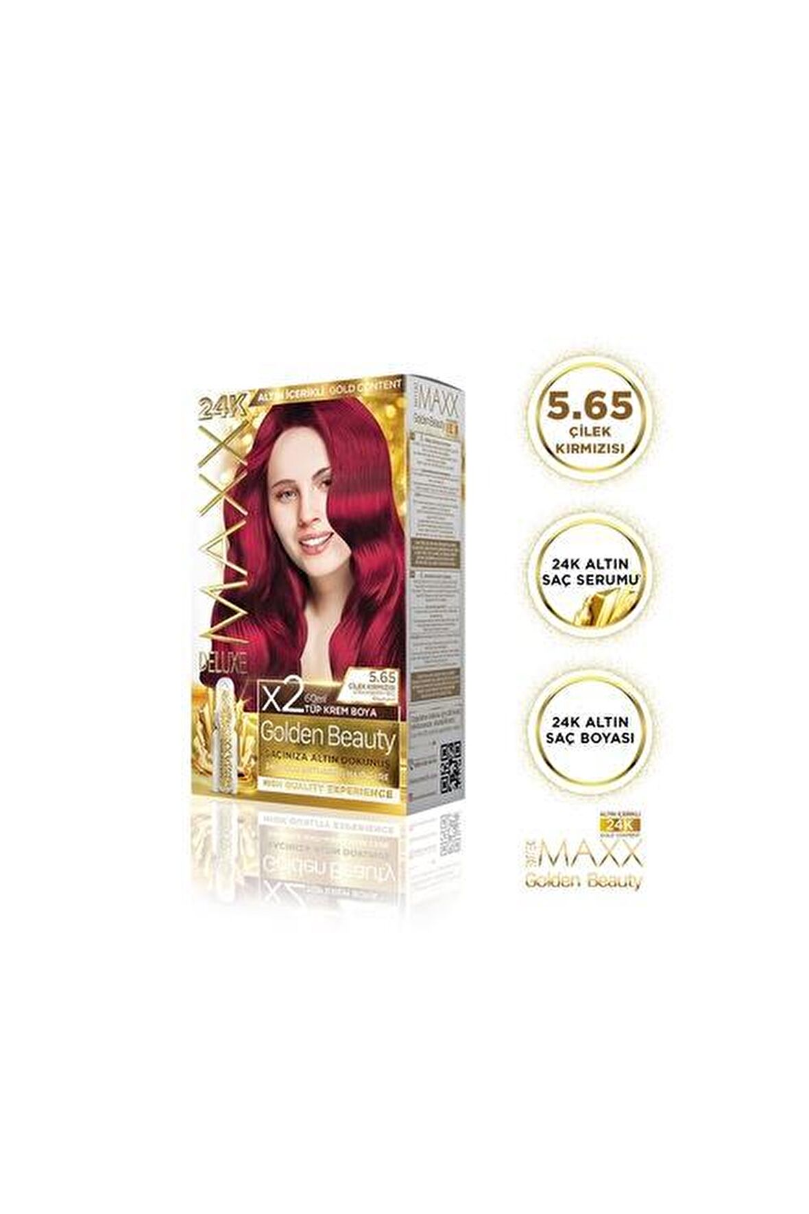 Maxx Deluxe Golden Altın İçerikli Saç Boyası 5.65 Çilek Kırmızısı