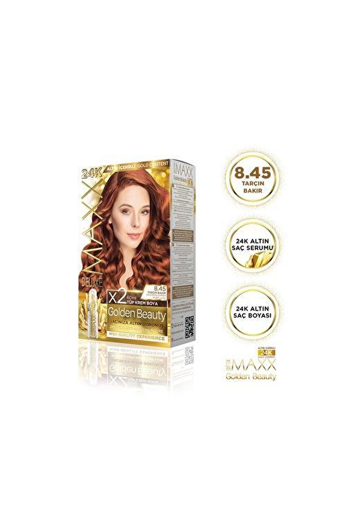 Maxx Deluxe Golden Altın İçerikli Saç Boyası 8.45 Tarçın Bakır