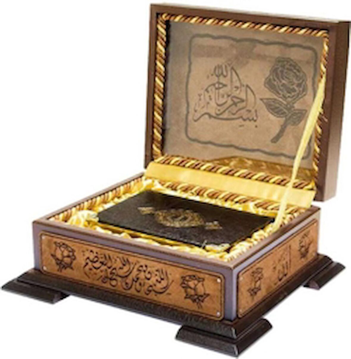 Ahşap Kutulu Kur'an (Büyük Cep Boy-kahverengi) (0292)