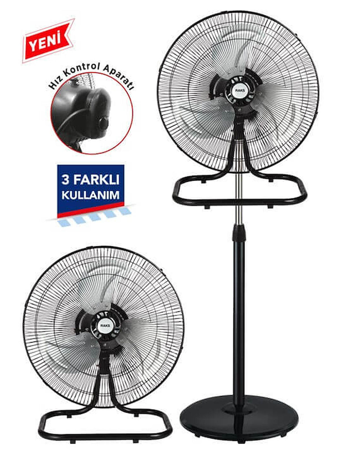 Raks SF 18 Balos 45 Cm Siyah Sanayi Tipi Vantilatör