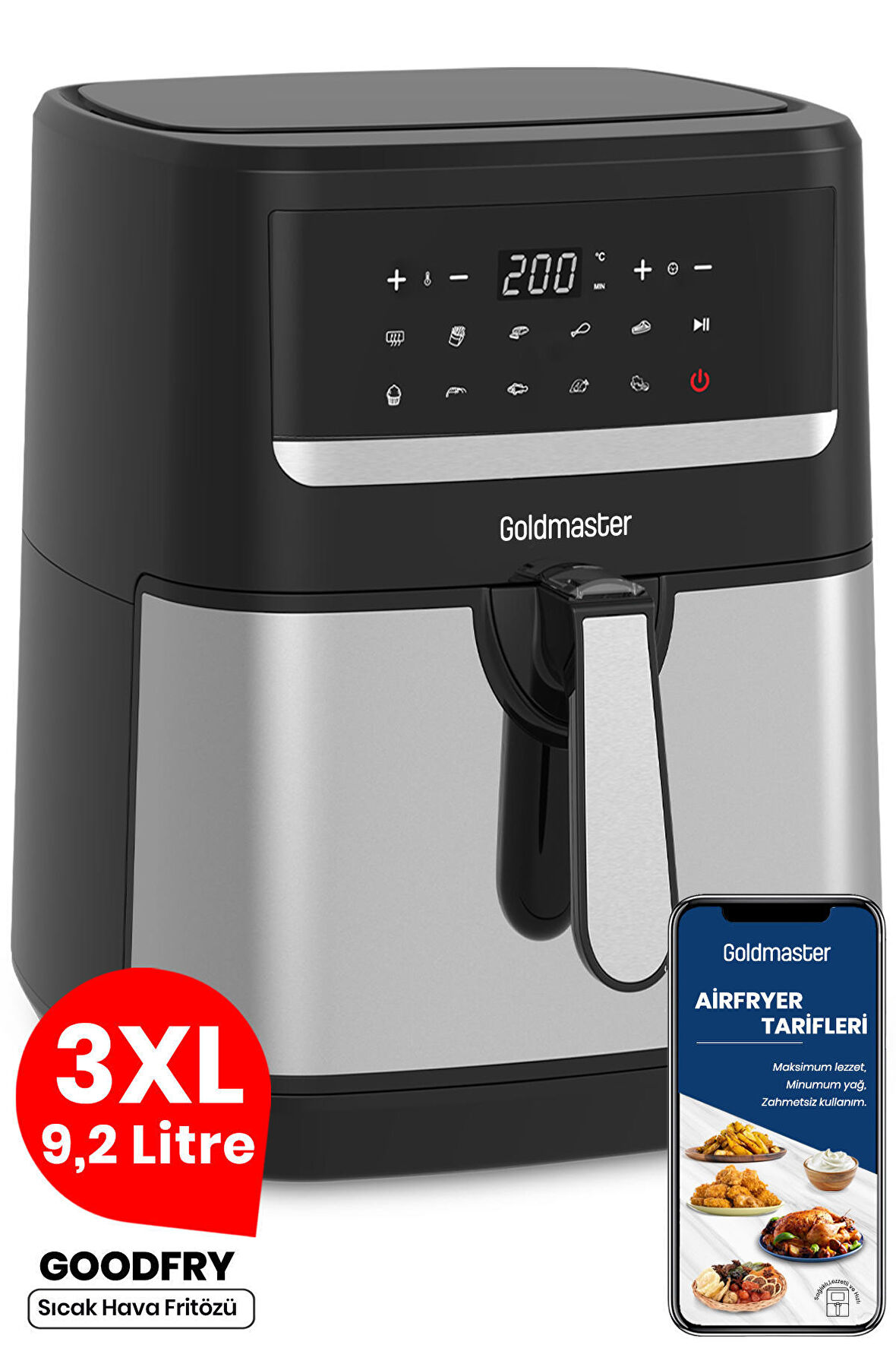Gold Master Goodfry 9.2 lt Yağsız Airfryer Siyah