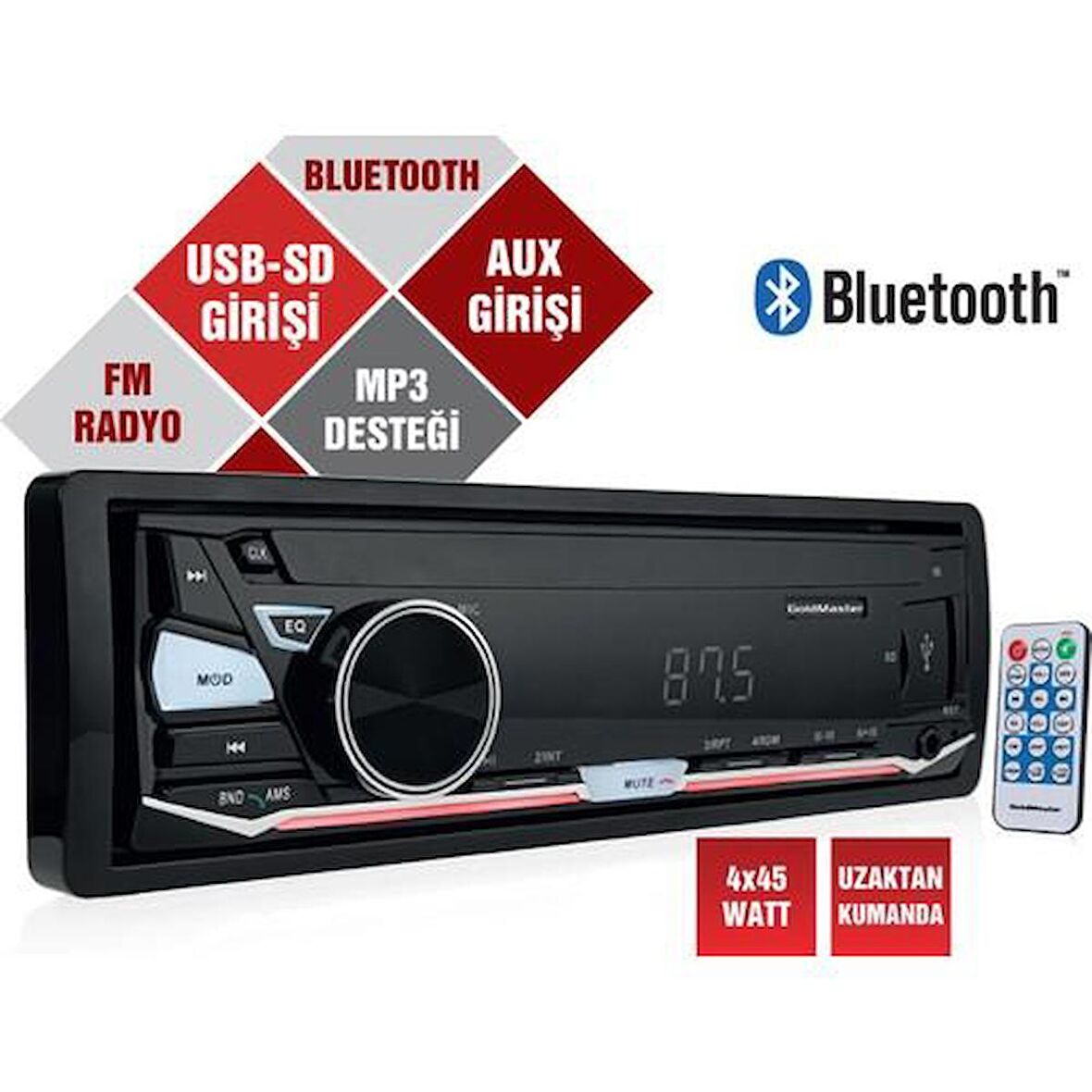 Goldmaster V700 4x45 Watt Bluetooth-Aux-Usb-Sd-Fm Destekli Oto Teyp