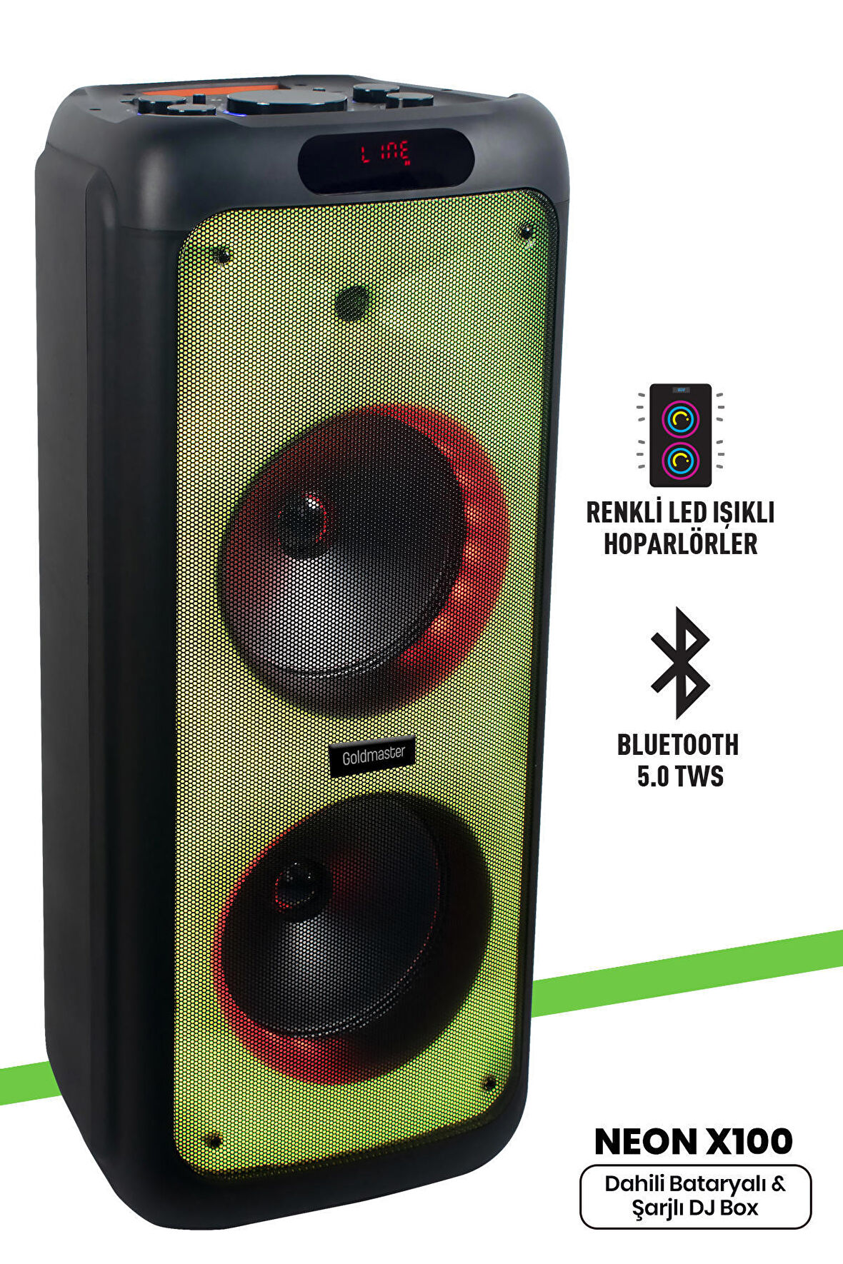 Taşınabilir Şarj Edilebilir Party Box Işıklı Bluetooth Hoparlör