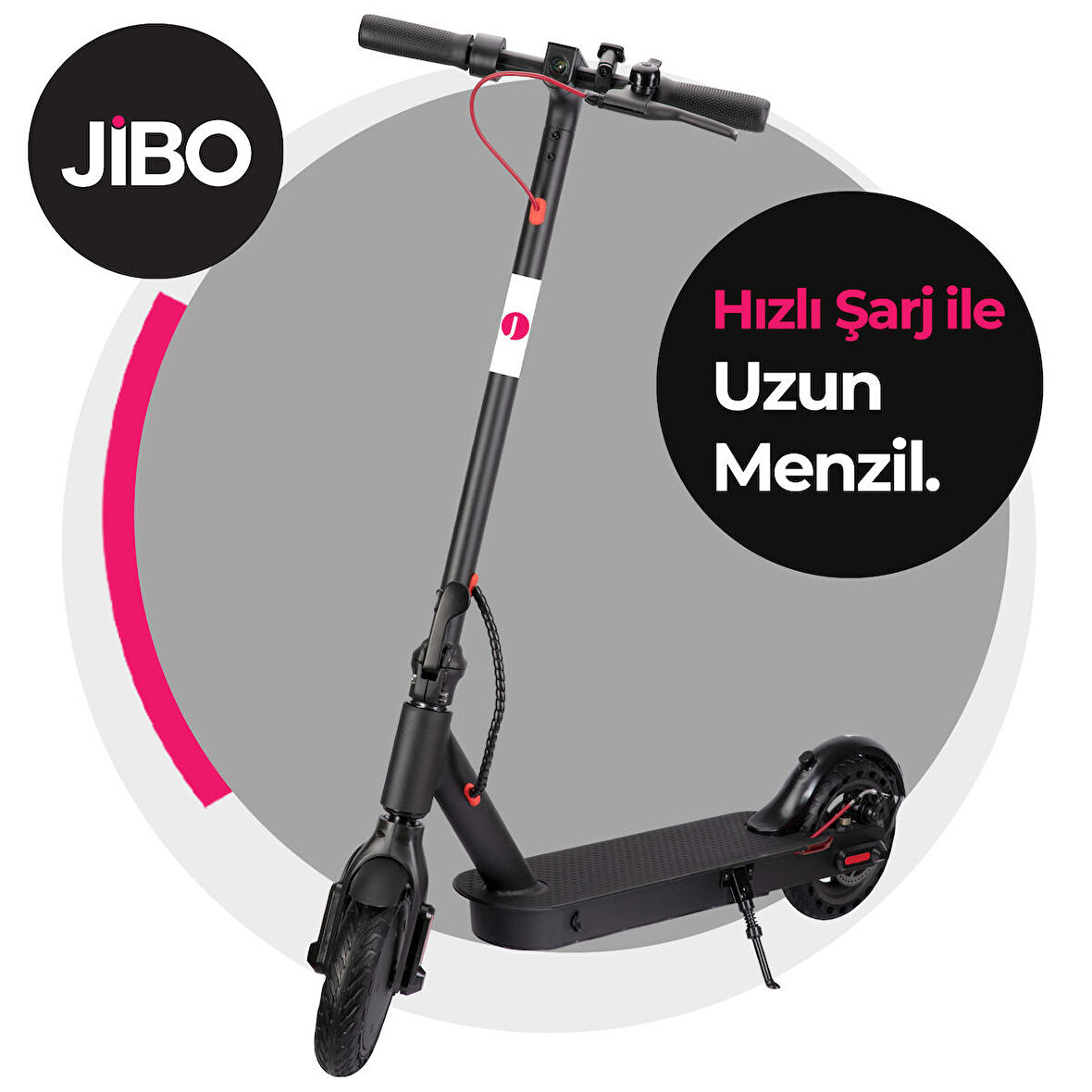 Jibo Siyah Katlanabilir Farlı Elektrikli Scooter