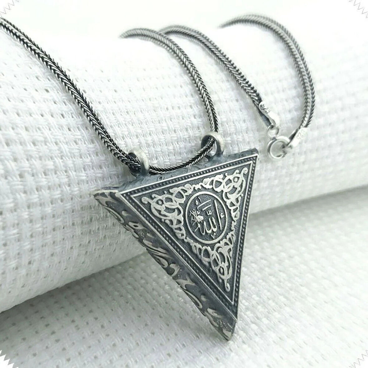 Allah Yazılı Cevşeni Kebir Dualı 925 Ayar Gümüş Erkek Kolye