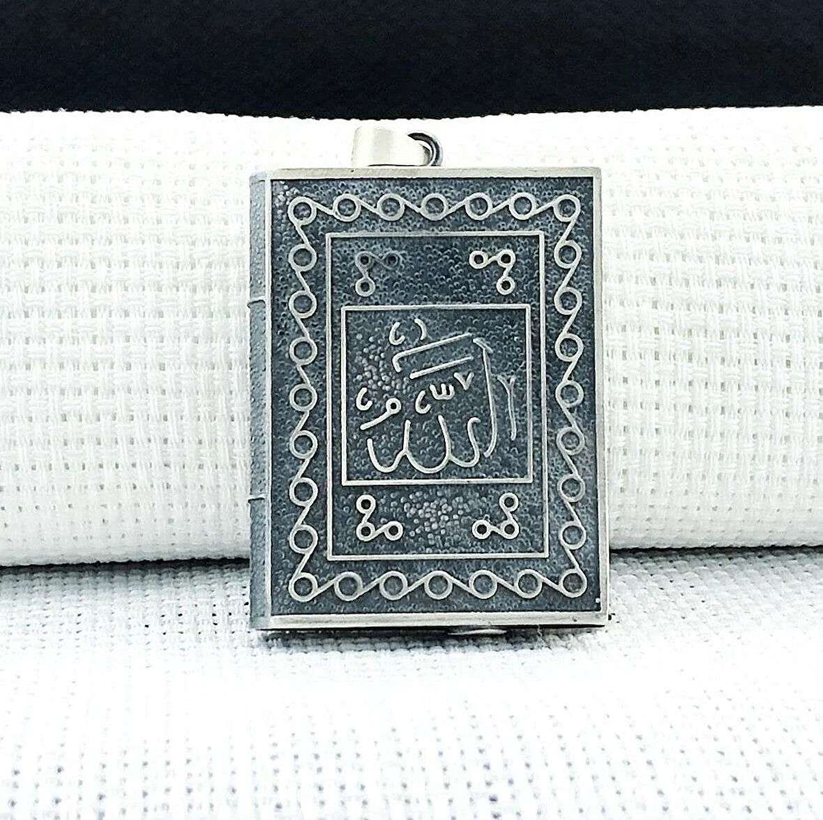Allah Muhammet Yazılı Cevşeni Kebir Dualı 925 Ayar Gümüş Erkek Kolye Ucu