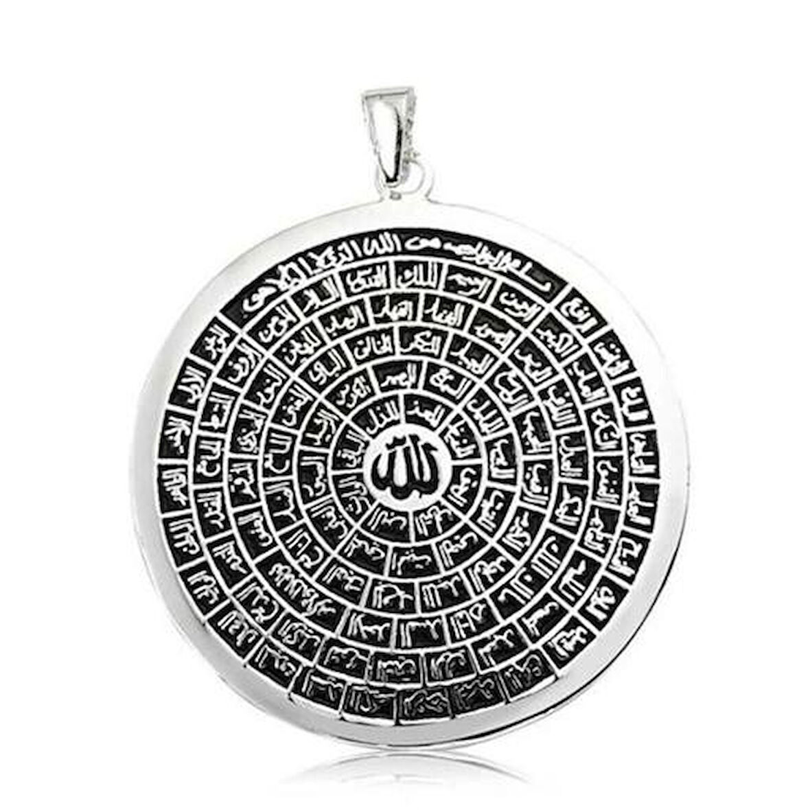 Esmaul Husna Dualı Büyük Boy 925 Ayar Gümüş Erkek Kolye Ucu