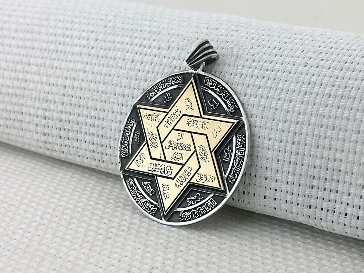 Süleyman Mührü Büyük Boy 925 Ayar Gümüş Erkek Kolye Ucu