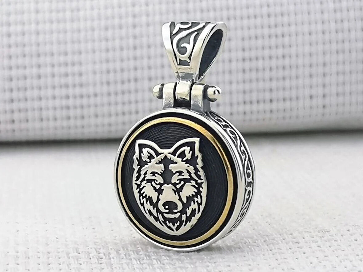 Bozkurt Tasarımlı  Ortası Dönen  925 Ayar Gümüş Erkek Kolye Ucu