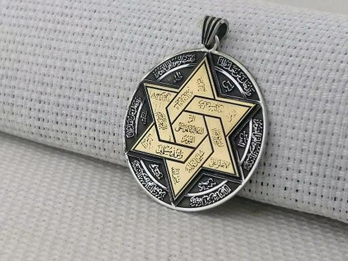 Süleyman Mührü Büyük Boy 925 Ayar Gümüş Erkek Kolye Ucu